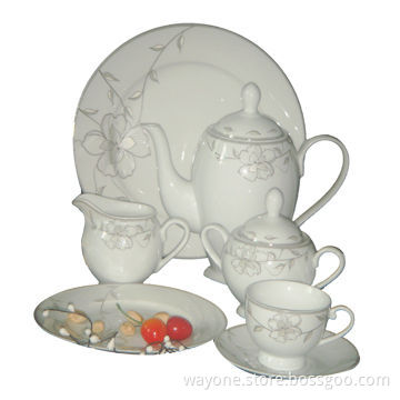 22/24-piece Tea Set with Golden Decal